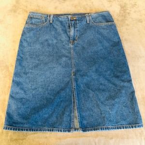 Vintage Y2K Abercrombie And Fitch Denim Skirt 10, Pockets Front Slit 100% Cotton